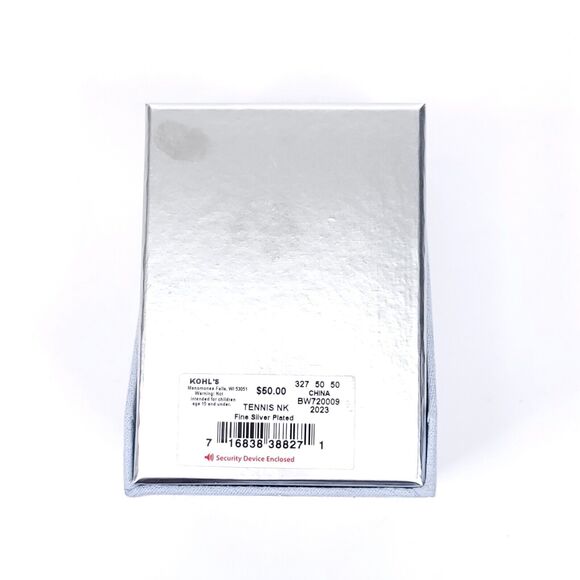 Glam Box Necklace Tennis Fine Silver Plated Simulated Diamond Women Jewelry 16+2 - Picture 7 of 7